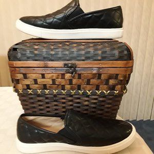 Brash Womens Crave Quilted Slip-On Flat Loafer Shoe Black Size 8.5